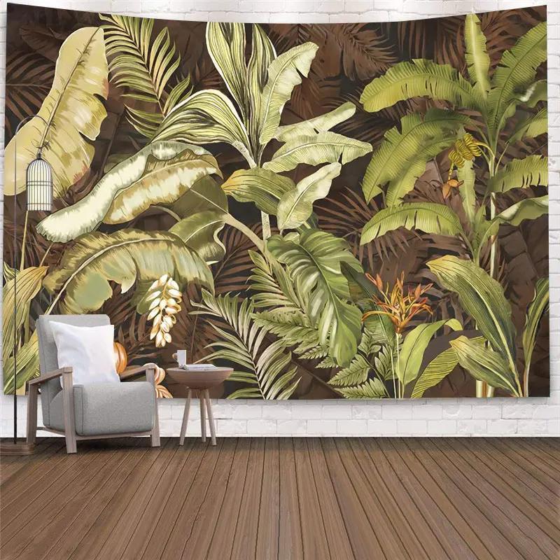 Tropical Plant Printed Tapestry Wall Hanging Palm Tree Home Bedroom Fabric Painting Background Carpet
