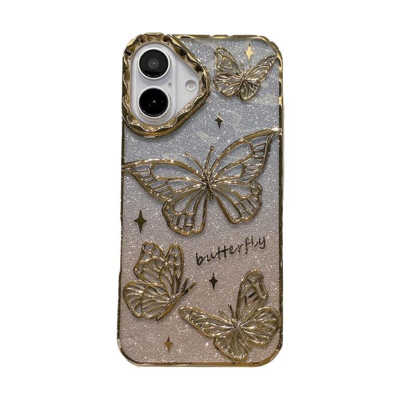 Electroplated 3D Butterfly Gradient Glitter Drop-Proof Case for iPhone 17 Pro Max