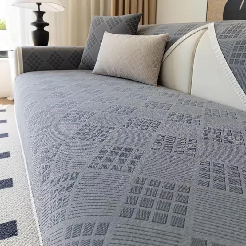 1pc French Plaid Sofa Cover Chenille Non Slip Sofa Slipcovers Couch Cover Pet Dog Kids Sofas Mat L Shape Lounge Towel Home Decor