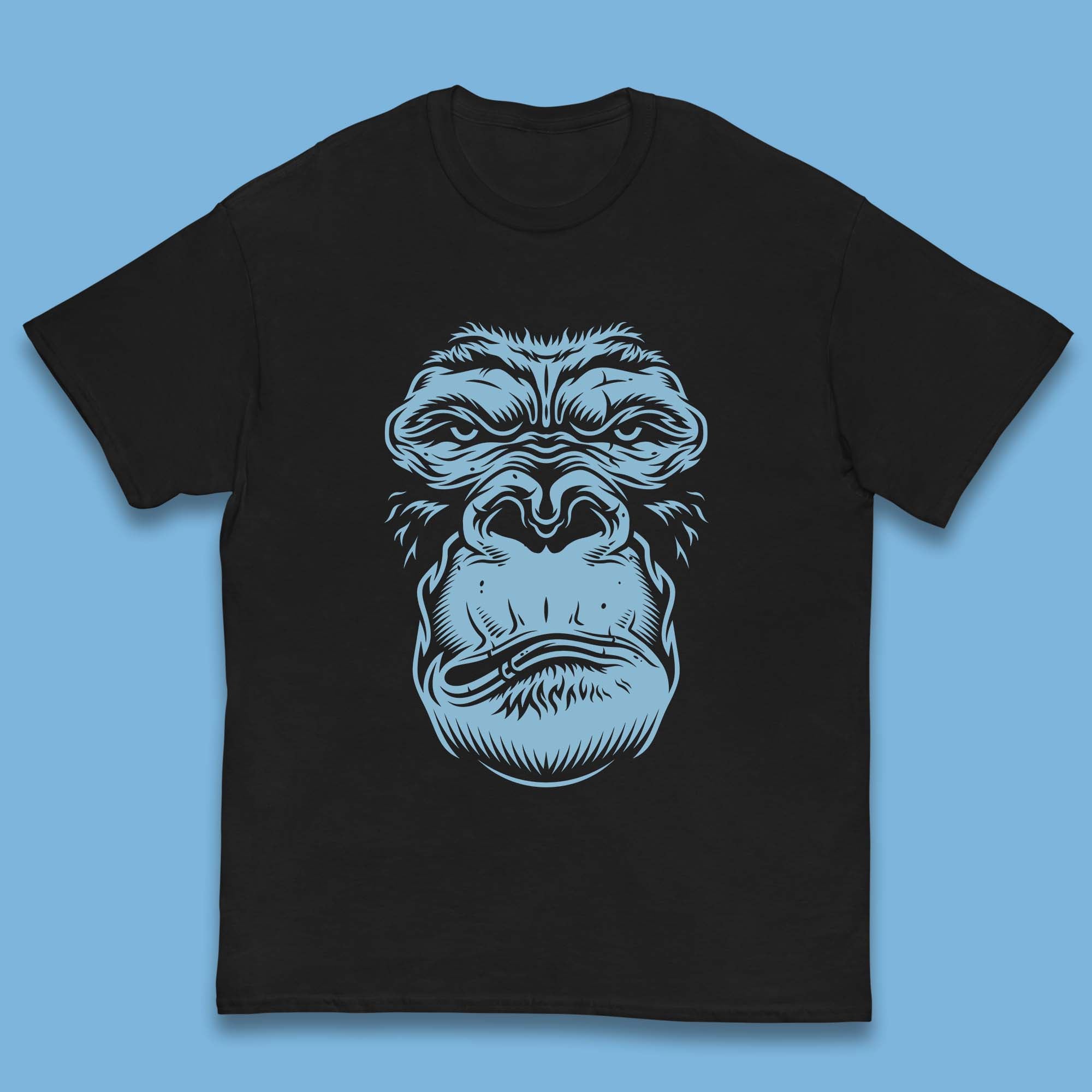 Angry Gorilla Face Scary Wild Angry Monkey Kids T Shirt 140
