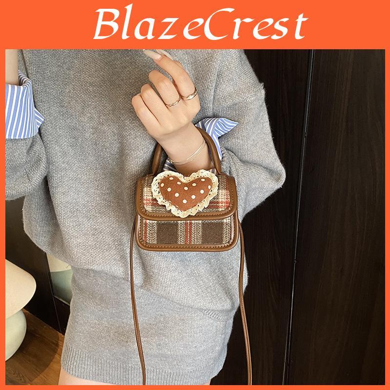 Cute Kids Girl Handbag Pu Material With Heart Lace Designer For Daily Use