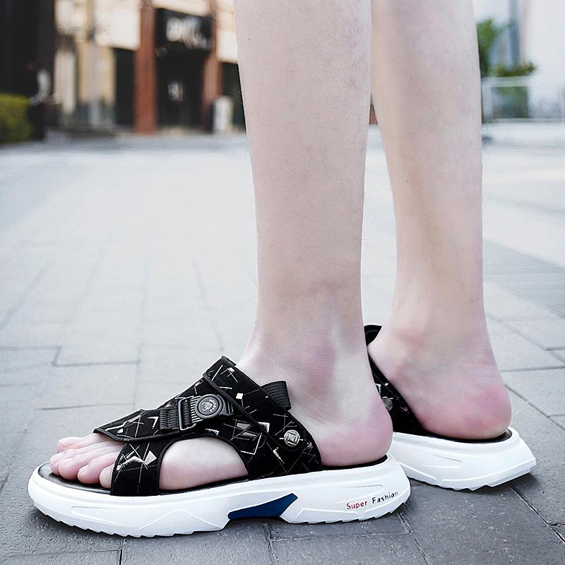 Men's Sandals New Summer Beach Shoes Breathable Outer Wear Dual-Use Non-Slip Soft Back Thick Back Slippers