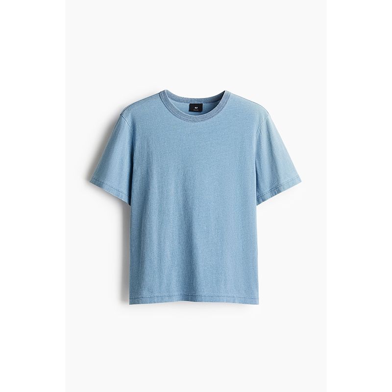 

HM Мужская одежда Женская футболка 2025 Лето Новинка Простая и стильная Повседневная Базовая одежда с коротким рукавом и круглым вырезом 1262644 Blue 165/84(XS)