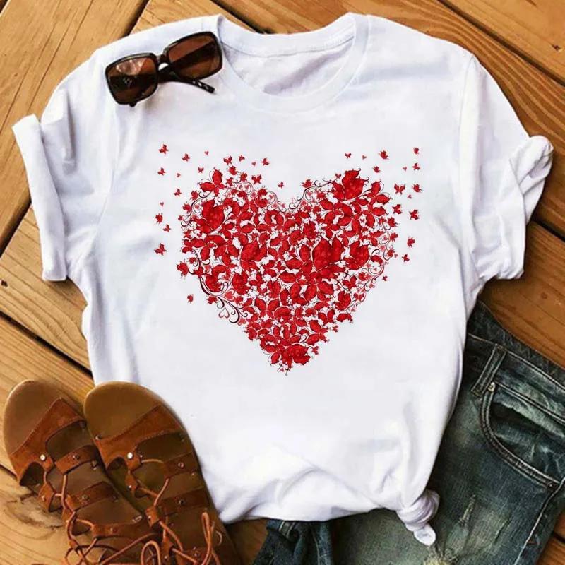 Butterfly Heart Printed T Shirt New Unisex Black T Shirt Harajuku Cute Graphic Tee Shirt Ladies Casual Female Tops Tee