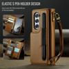Fold6 Phone Cover Magnetic Bracket Wallet Luxury Leather Case for Samsung Galaxy Z Fold 6 5G RFID Card Pen Slot Holder+Hand Rope
