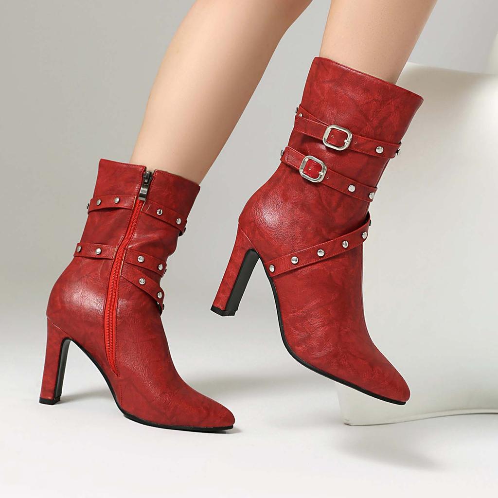 Vintage Boots For Women Fashion Cool Style Pointed Toe Heel Boots For Women Booties Popular Ankle Boot Trendy Shoes For Womens