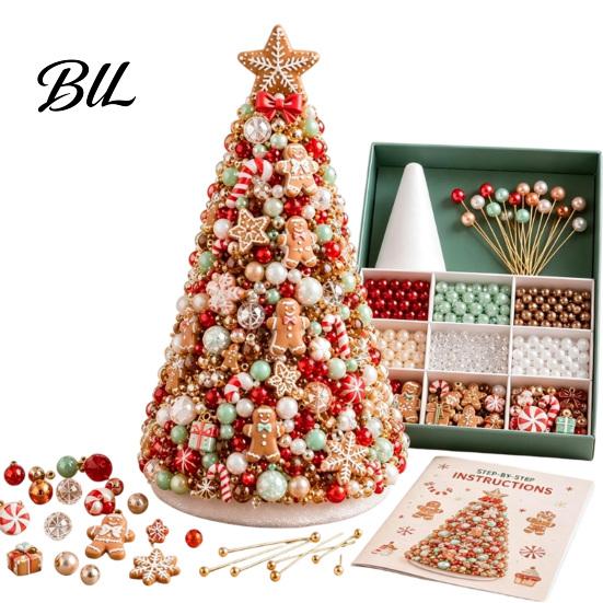 Handmade Gift for Craft Lovers DIY Beaded Tree Kit Adults, Christmas Bead Kit, Beginner Friendly Set 3D Ornament Holiday Tabletop Mantel Decoration
