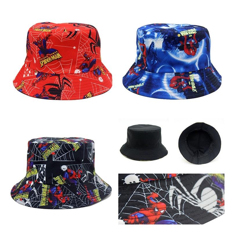 European And American Spider-man Cartoon Printed Cotton Fisherman Hat Sun Hat