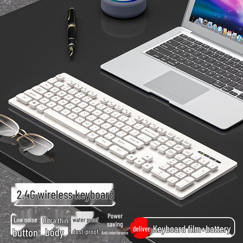 Stylish Chocolate Keyboard & Silent Wireless/Wired Mouse Set for Office/Home Use
