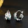 Fashion Rainbow Zircon Leaf Hoop Earrings for Women Silver Color Circle Earrings Trending Wedding Party Jewelry
