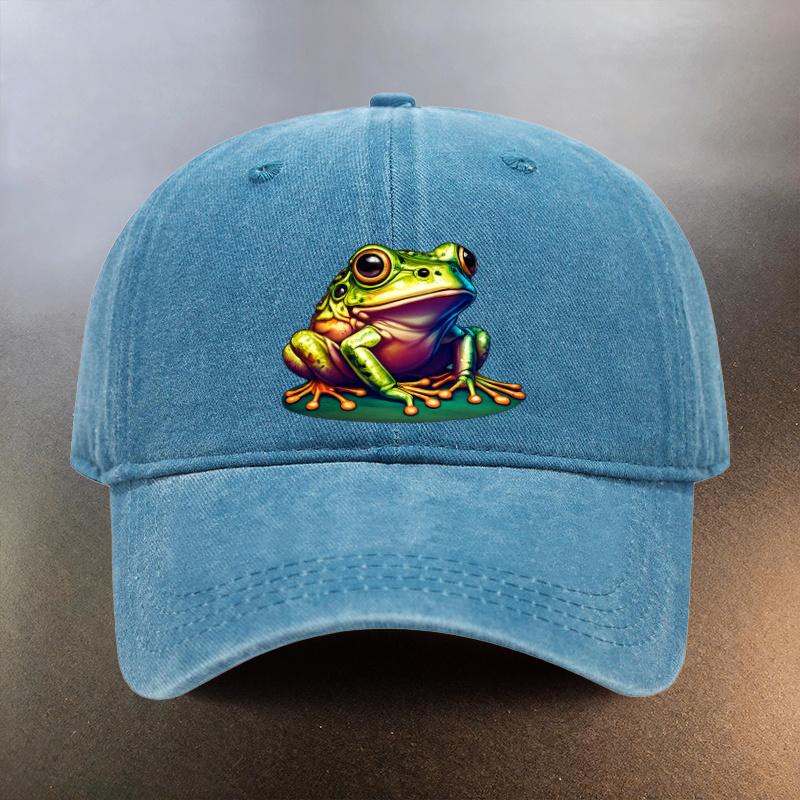 A Cute Frogprint Washed Hat a Sunshading Baseball Cap for Daily Outings a Musthave Fashionable Couples Hat a Versatile Vi