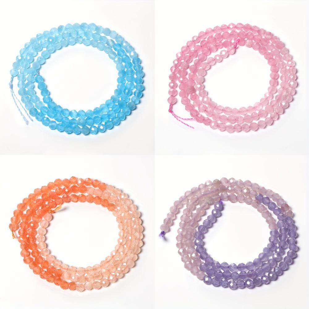 Perles rondes en pierre de cristal œil de chat, 1 brin de 2mm 3mm, dégradé à facettes, pour la fabrication de bijoux, artisanat fait à la main(Taille:2 mm environ 190 pièces 3 mm environ 124 pièces)