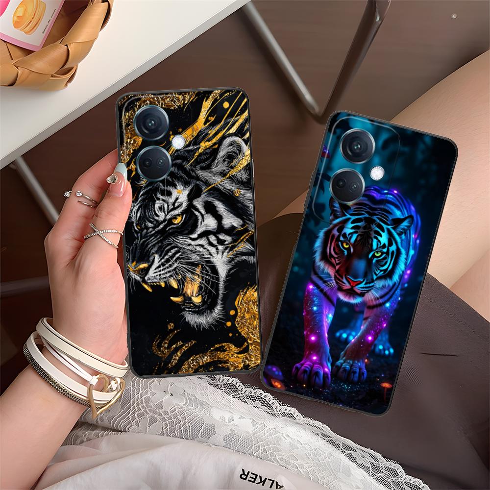 Tiger Neon Mobile Cell Phone Case for OPPO Find X9 X8 X7 X6 X5 X3 X2 Plus S Pro Ultra Lite Colorful Printing Cover Cover Luxury
