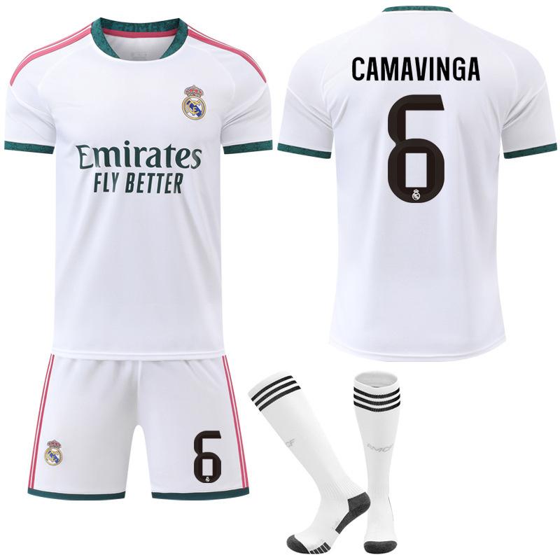 27 Real Madrid Home Court Ronaldo No. 7 Jersey Bellingham No. 5 Mbappe No. 10 Football Jersey Set