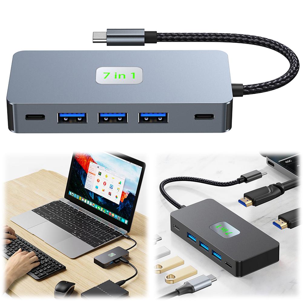 7-в-1 двухпортовая док-станция 4K с поддержкой HDMI, 2 порта HDMI 4K, USB-C концентратор, док-станция USB C для MacBook Pro, XPS и других Australia