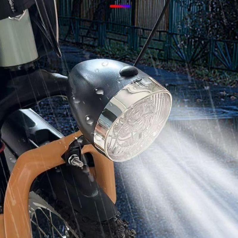 Retro Bike Headlight Type-C Rechargeable Classic Mountain Bicycle Front Light 3 Led Road Bike Headlamp Cycling Accessories