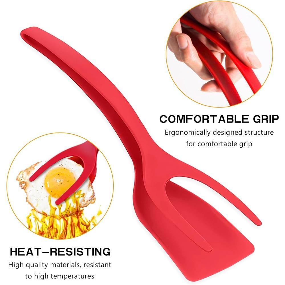 Egg Flipper Spatula Tongs 2 In 1 Grip and Flip Spatula Tong Flipper Spatula For Bread Fish Pancake Toast Kitchen Tools