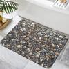 Pebble Stone Bathroom Rugs Non Slip Washable Cobblestone Pattern Bath Mat Small Rubber Backed Floor Mat 17"x24"