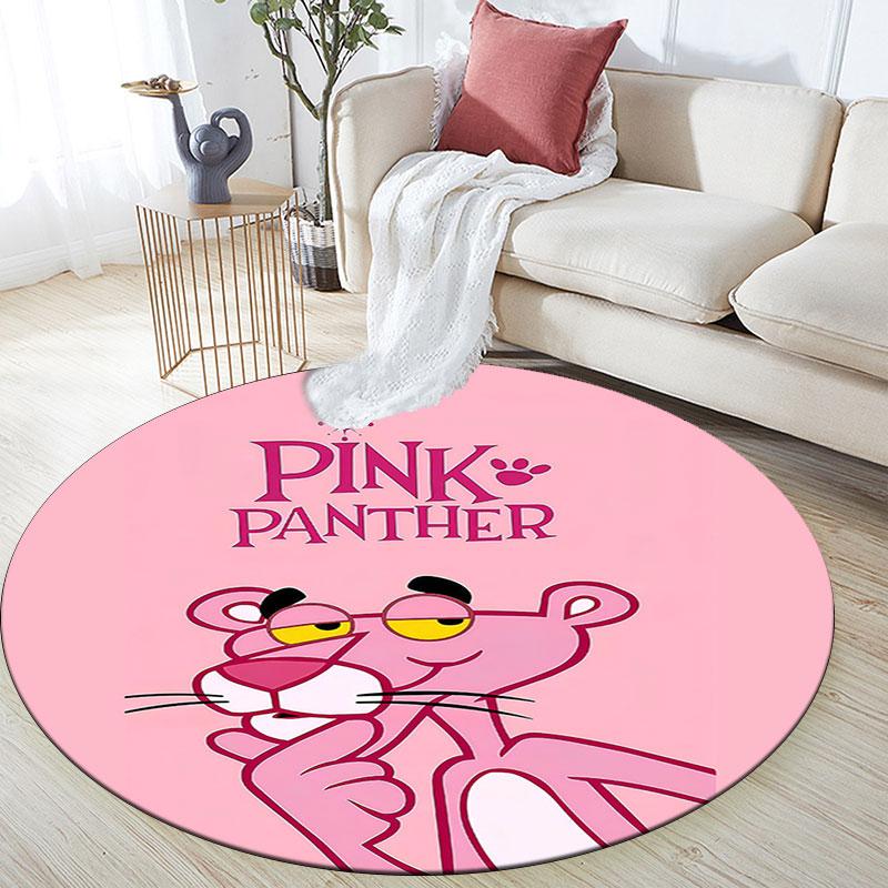 Pink Panther Pattern Round rug,Carpet Rug for Living Room Bedroom Playroom ,Non-slip Floor Mat,Holiday Gifts and Birthday Gifts.