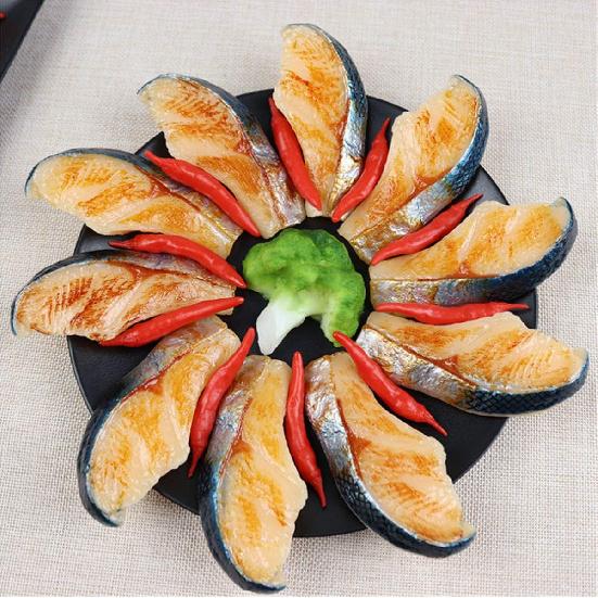 Zzooi 3PCS Artificial Faux Fried Fish Slices Fake Roast Fish Fillets Simulated Fried Fish Fillets Display Model