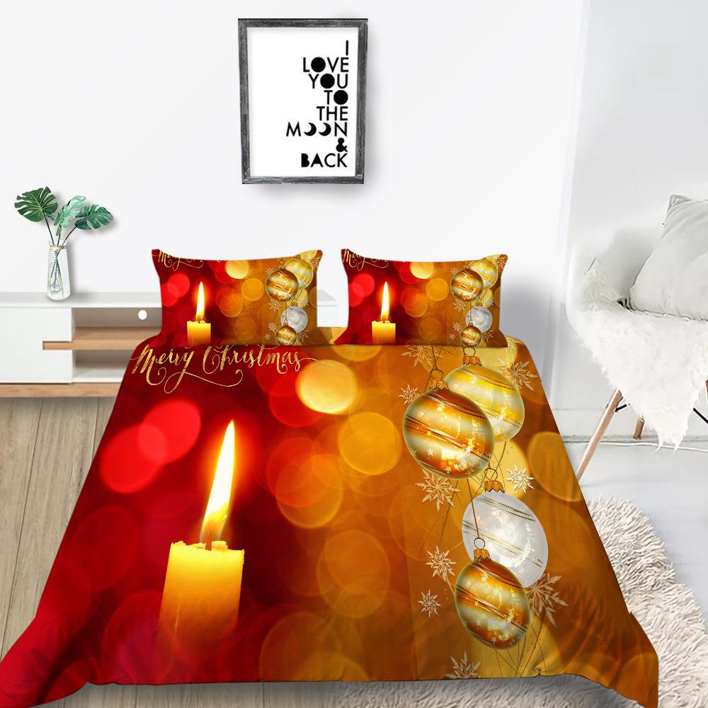 Christmas Gift Quilt Cover Pillowcase Two Or Three-Piece Set Digital Printing Polyester Cartoon Series