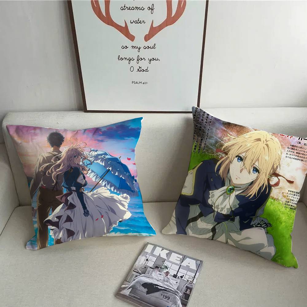 Anime Violet Evergarden Pillow Case Plush Fabric Soft Pillowcase Double Sided Print Cushion Cover Household Gifts