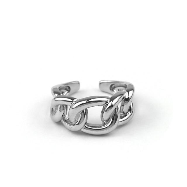 

Кольца-цепочки из стерлингового серебра 925 пробы для женщин и мужчин, скрученные геометрические кольца, ювелирные изделия, новые Resizable