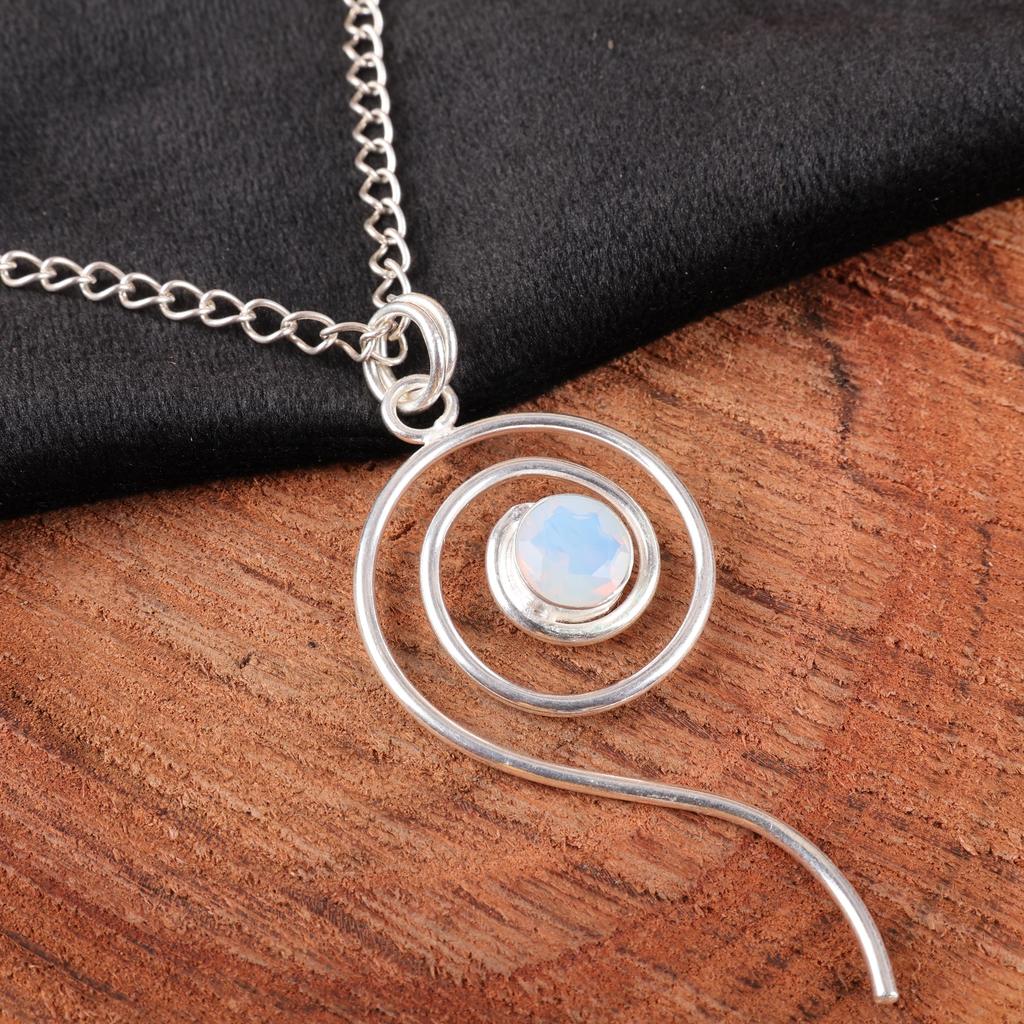 Milky Opal Handmade Latest Design Jewelry Pendant, 925 Solid Sterling Silver Gemstone Pendant, Gift For Mother