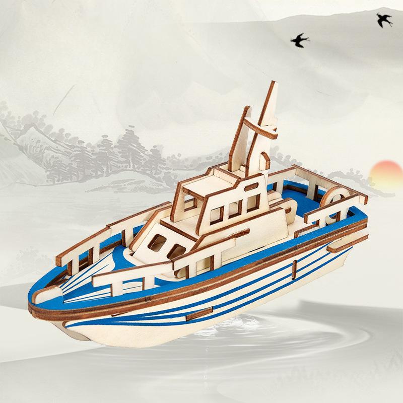 1set Wooden Assembled Children's Toys, Boys' Birthday Gift Ornament, Lifeboat Three-dimensional Puzzle Model