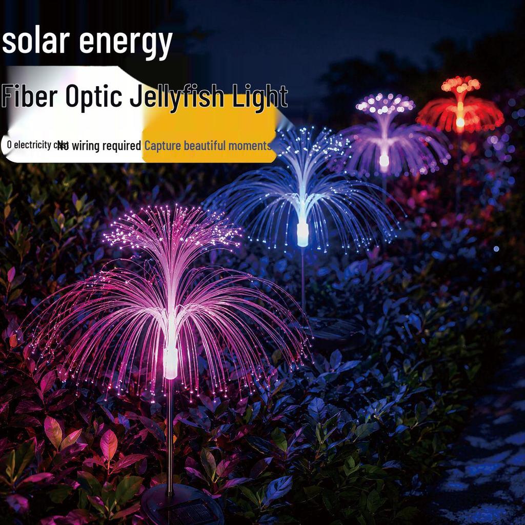 Solar Jellyfish Fiber Optic Lamp: Outdoor Waterproof Landscape and Garden Decoration with Seven-Color LED.