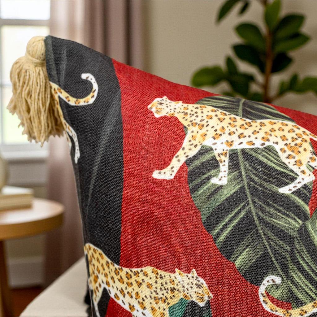 Eurasia Decor Madhuban Cheetah Printed Decorative Cushion Cover – Cotton Blend