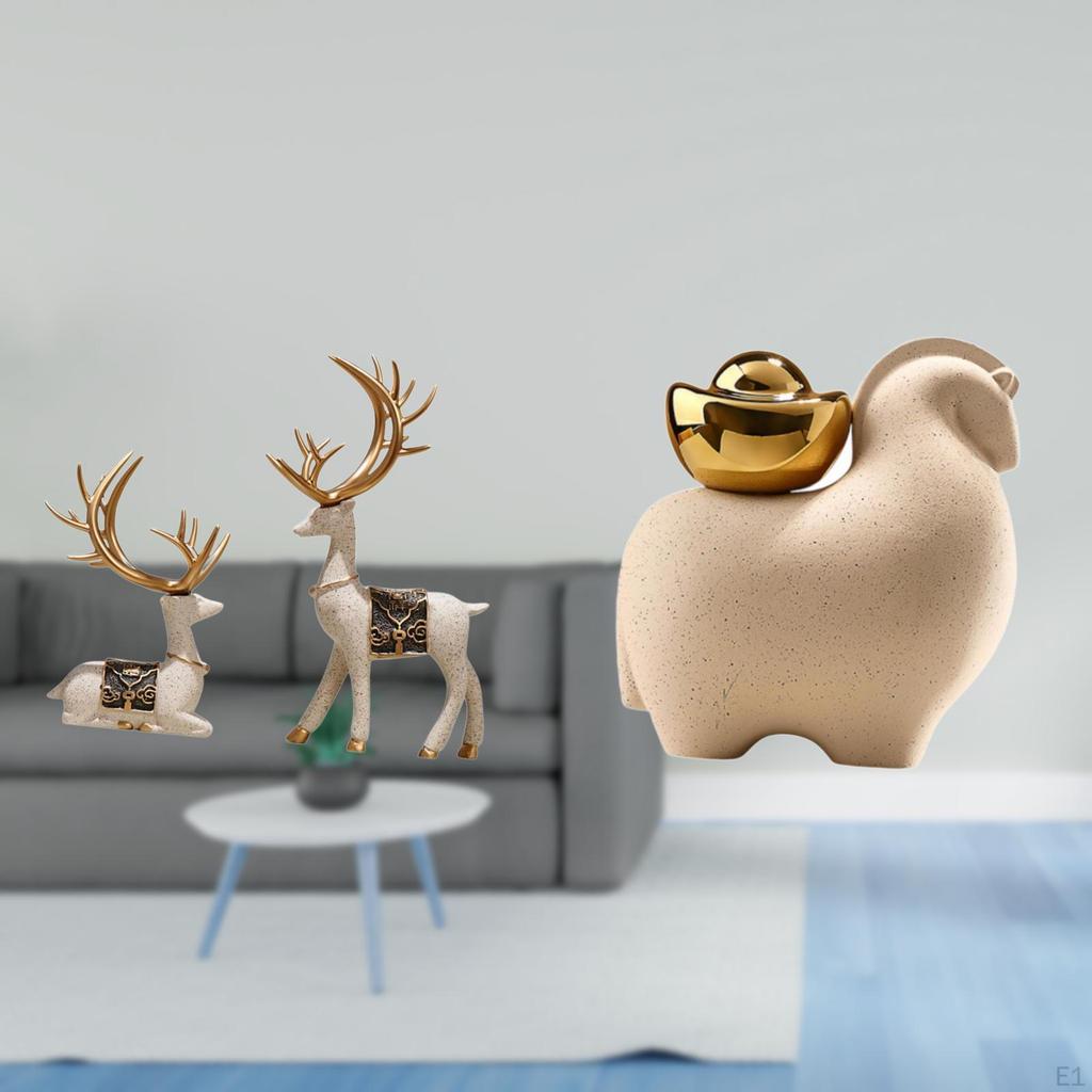 Reindeer Statue Sitting Standing Deer Figurines Miniature Animal Tabletop Decoration Creative Home