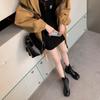 Krazing Pot Cow Leather Winter Shoes Thick Med Heels Handsome Lace Up British School Platform Women  Ankle Boots