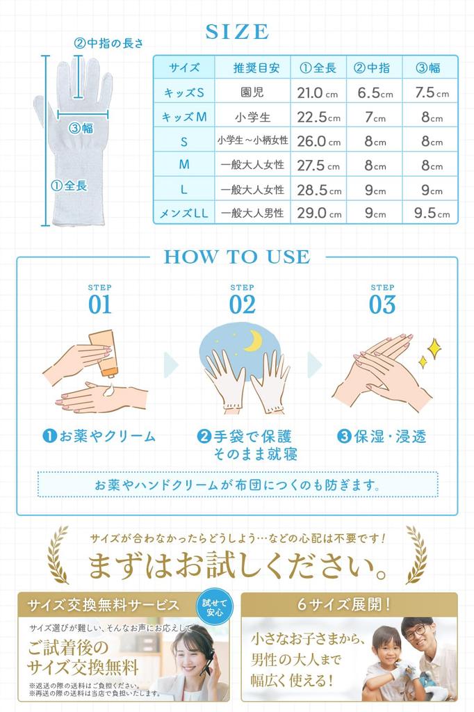 Moisturizing Gloves for Hand Made in Cotton Gloves with Clavion x Moisture Sleep Moisturizing Hand Care x 4 Dermatologist-approved Conditions, Japan,