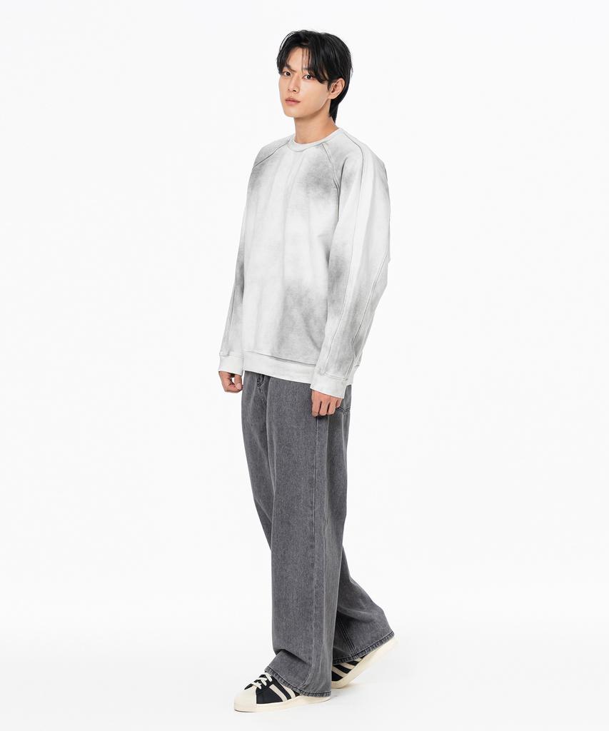 MOZMOZ Heavy Weight Pigment Raglan Back Slit Oversized Sweatshirt Dirty Gray