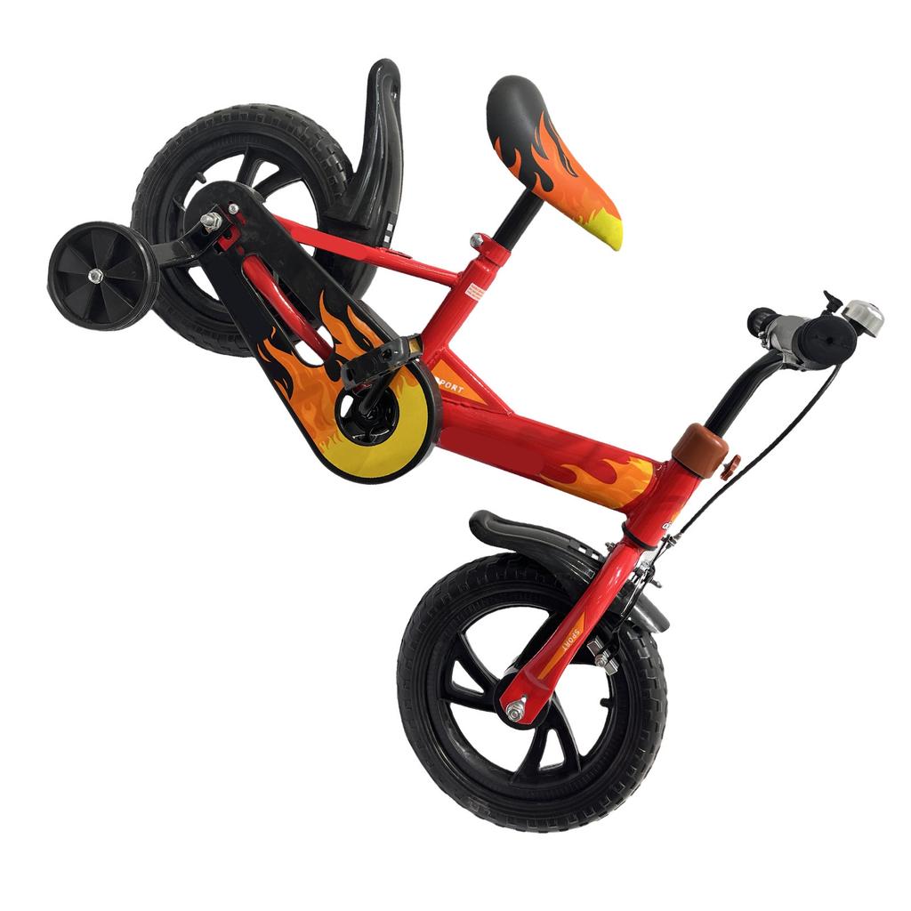 Kids Bike 12 Inch Foam Wheel High Carbon Steel Frame Children Sports Bicycle with Training Wheels for Toddler Red