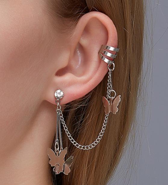 Geometric Zircon Tassel Ear Clips: Stylish No-Pierce Earrings for Women