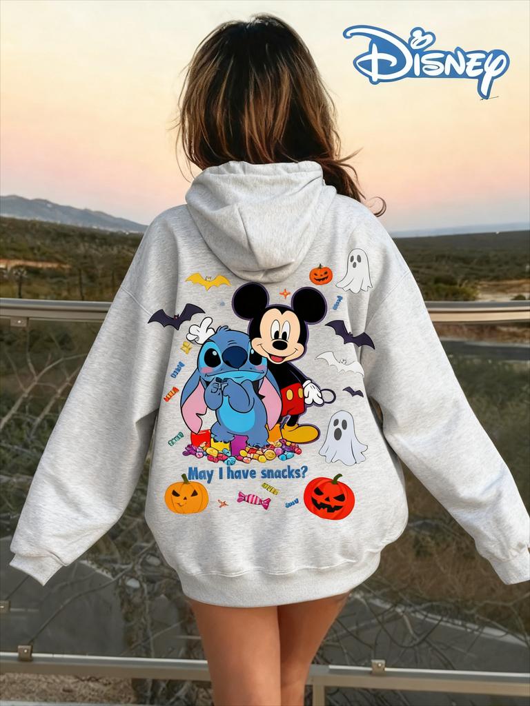 Disney Eltern-Kind-Outfits Mickey und Stitch Halloween Kürbis Mehrfarbig Verfügbar Hoodies für Herbst und Winter Geschenke