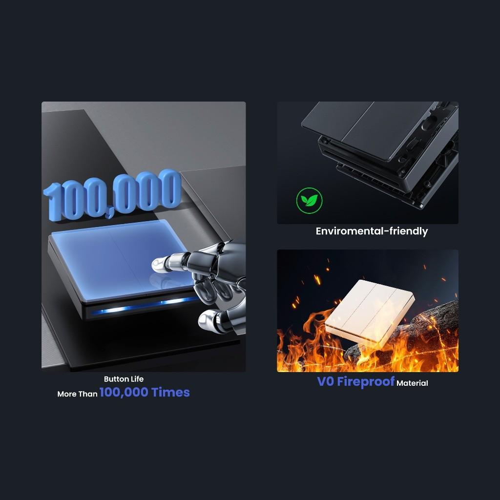 Smart Light Switch Neutral Wire Required WiFi Push Button Wall Switch No Hub Required Smart Button Switch