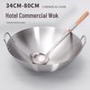 304 Stainless Steel Double-Ear Wok for Commercial Use - Thickened Large Stir-Fry Pan for Restaurants, Hotels, and Canteens