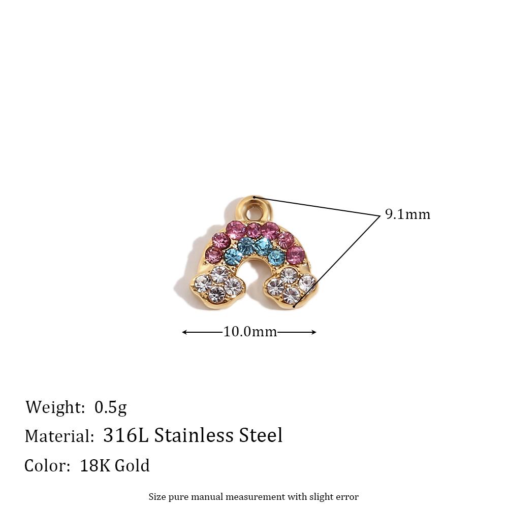 MamacitaSlay Lovely Diy Colored Zircon Keys Heart Aircraft Sun Stars Rainbow Stainless Steel Charms For Jewelry Making For Women