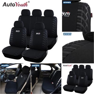 9PCS 100% Looped Fabric Car Seat Covers Full Set Universal Seat Protector for Most Vehicles