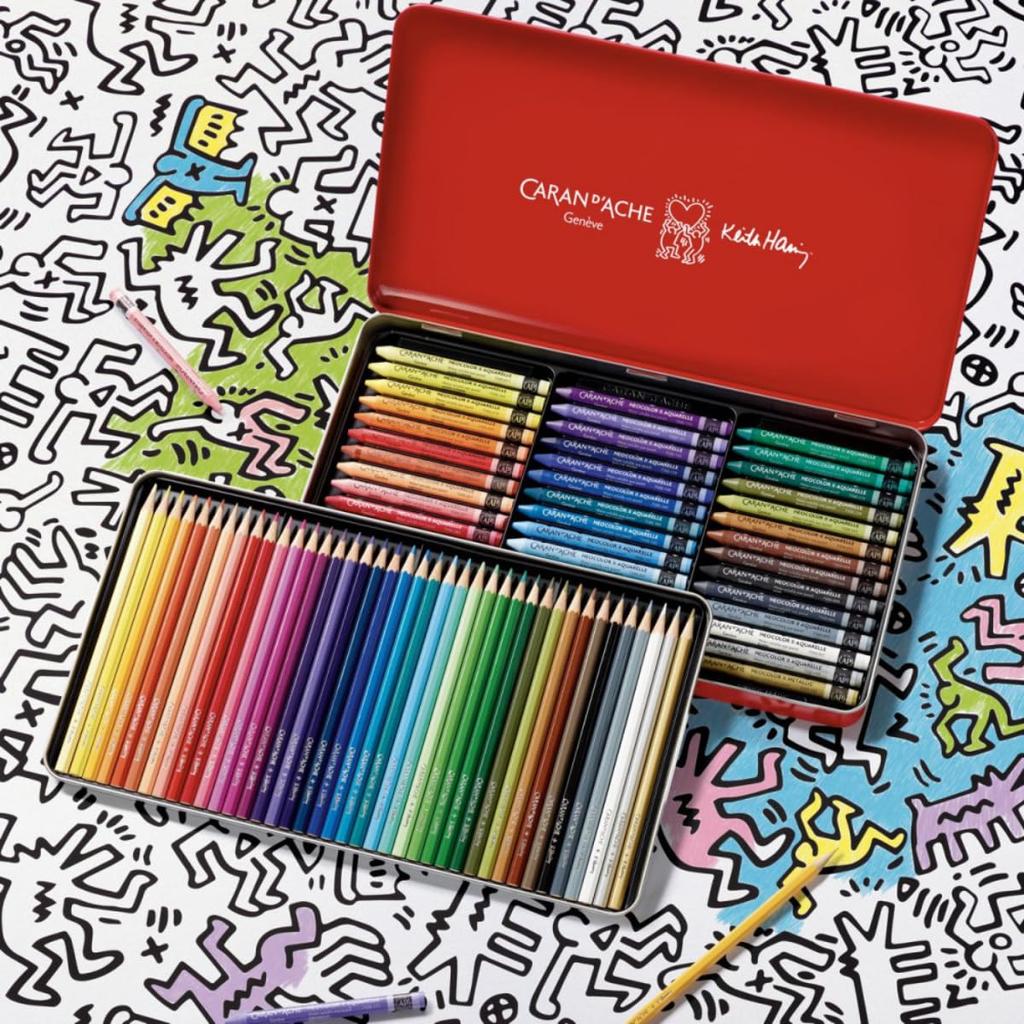 CARAN Keith Haring Mixed Media Set Colored Pencils 42 D'ACHE (40 Water-soluble + Neocolors) CC3000-023