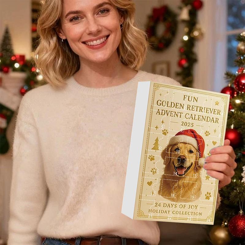 Fun Golden Retriever Advent Calendar 2025,Pug Advent Calendar 2025,Christmas Calendar With 24 Golden Retrievers