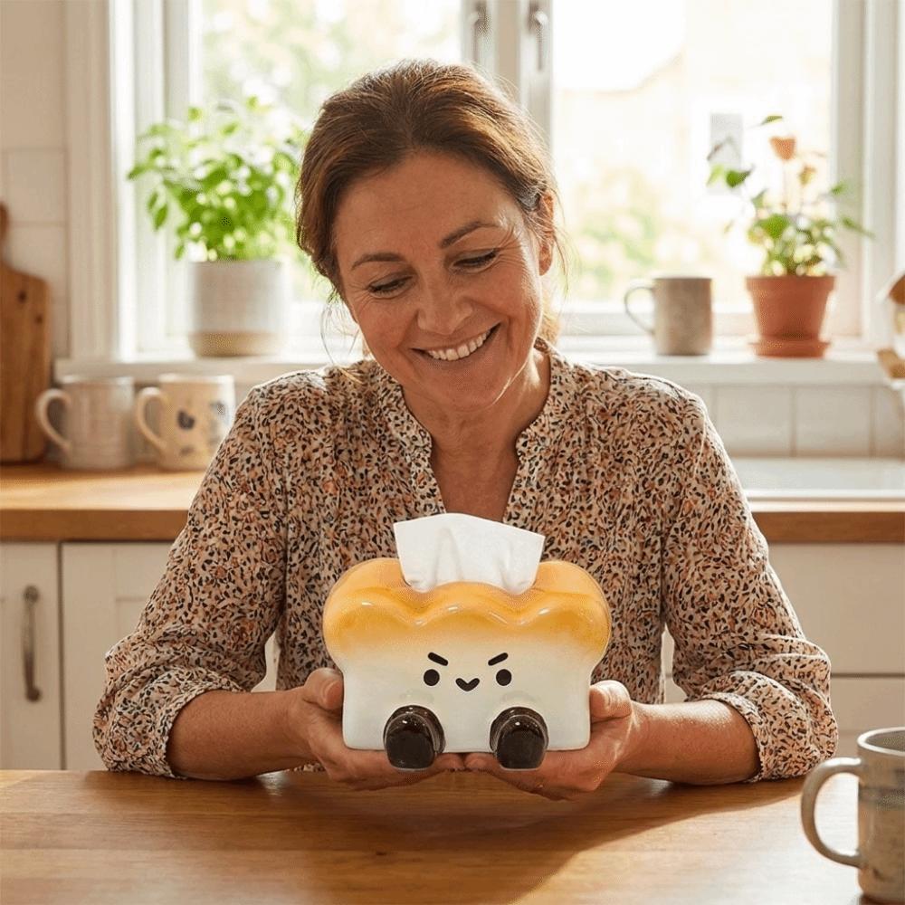 Reusable Toast Ceramic Tissue Box Cute Dining Table Paper Box Paper Storage Box Dining Table