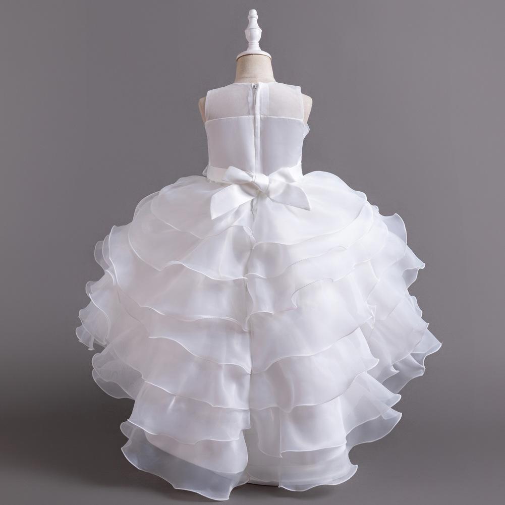 Girls Dress Flower Girl Tail Dress Organza Cake Princess Child Dress Wedding Pom Pom Dress  Little Girl's Favourite Dress Dresses