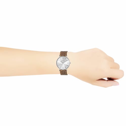 Coach PERRY Women's 36mm Silver Dial Stainless Steel Quartz Watch (14503122) in Brown