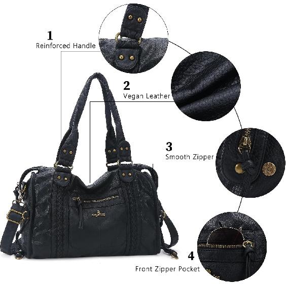 Angel Kiss Hobo Bags For Women Vegan Leather Hobo Satchel Handbags Large Tote Purses Shoulder Bag