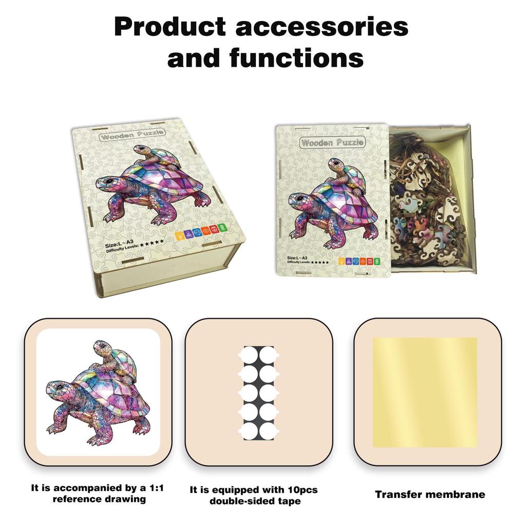 Grenzüberschreitendes unregelmäßiges Schildkröten-Holzpuzzle - Dekompressions-Geschenkspiel