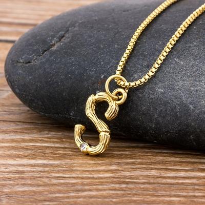 Nidin Hot Sale Women Cute Initial Letter Pendant 26 Letters Charm Necklaces Copper Zircon Family Name Jewelry Personal Gifts
